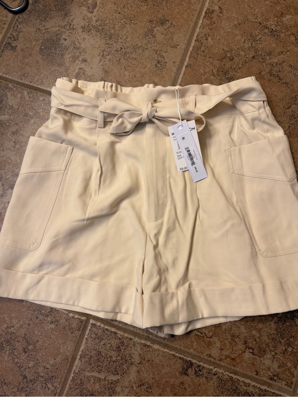 Steve Madden Cream Paperbag Tie-Waist Women’s Shorts